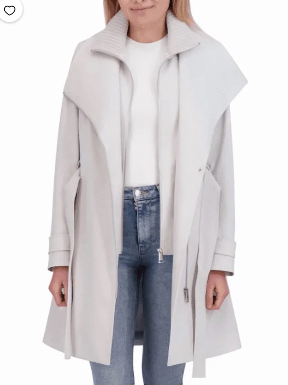 Halston Trench Coat Light Grey Size Large - Picture 4 of 16